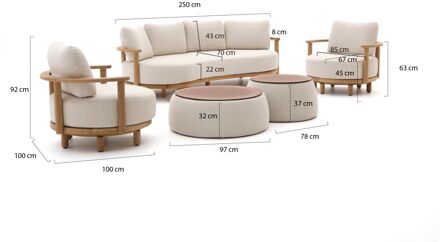 Soffice stoel-bank loungeset 7-delig draaibaar 5-zits - Laagste prijsgarantie! Bruin