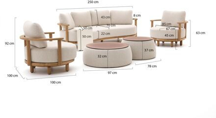 Soffice stoel-bank loungeset 8-delig draaibaar 5-zits - Laagste prijsgarantie! Bruin