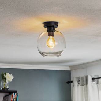 Sofia plafondlamp met heldere glazen kap helder, zwart
