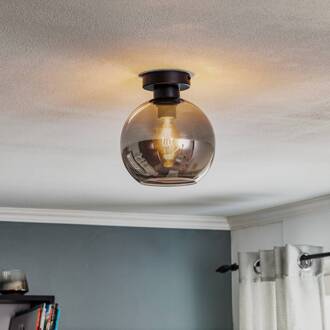 Sofia plafondlamp met rookgrijze glazen kap rookgrijs-transparant, zwart