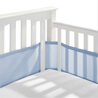 Soft Air Mesh Crib Liner Wrap Nursery Cot Bed Bumper Set Baby Ademend Bed Hek 340/160X30CM Baby wieg Protector blauw