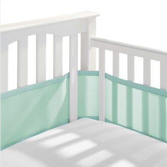Soft Air Mesh Crib Liner Wrap Nursery Cot Bed Bumper Set Baby Ademend Bed Hek 340/160X30CM Baby wieg Protector groen
