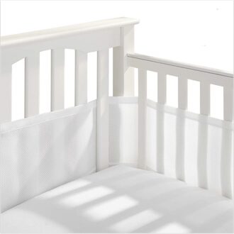 Soft Air Mesh Crib Liner Wrap Nursery Cot Bed Bumper Set Baby Ademend Bed Hek 340/160X30CM Baby wieg Protector wit