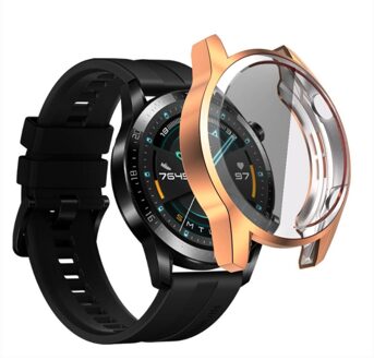 Soft Bescherm Cover Voor Huawei Horloge GT2 46Mm Cover Bumper Gevallen Rondom Screen Tpu Horloge Case Protector vervanging roos goud