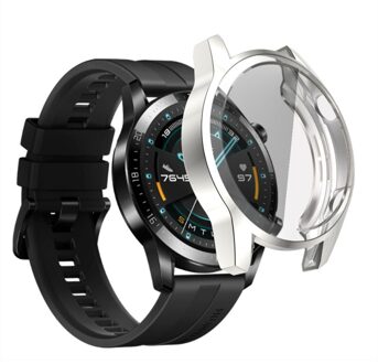 Soft Bescherm Cover Voor Huawei Horloge GT2 46Mm Cover Bumper Gevallen Rondom Screen Tpu Horloge Case Protector vervanging zilver