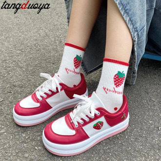 Soft Candy Girls Rainbow Heart Kawaii Casual Shoes College Style Lolita Sports Lolita Shoes Female Women's Sneakers Harajuku