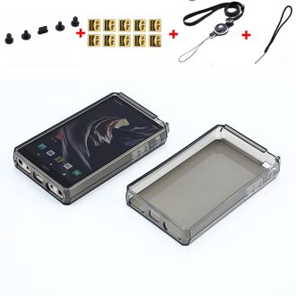 Soft Crystal Clear Tpu Beschermhoes Cover Voor Hiby R6 / Hiby RS6 Shell Skin zwart en stof plug