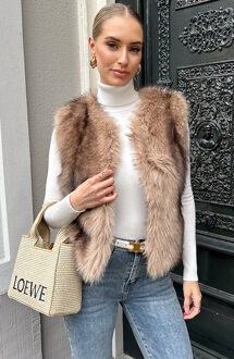 Soft Faux Fur Gilet Beige