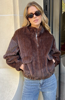 Soft Faux Fur Jacket Brown Bruin