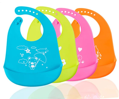 Soft Feeding Silicone Baby Bibs Waterproof Kids Cartoon Animal Print Adjustable Burp Cloths Saliva Towel Food Catcher Tools