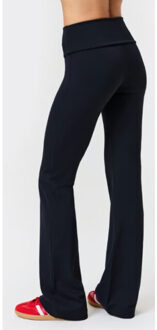 Soft fold over flared leggings l918-99999 - maat S Zwart