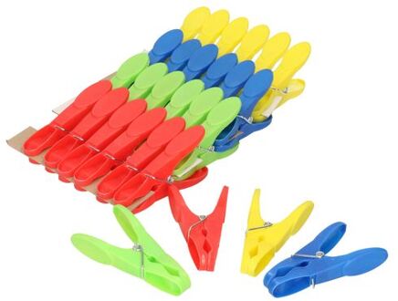 Soft grip wasknijpers -28x - kunststof - 4 kleuren per set - 8 cm - Knijpers Multikleur