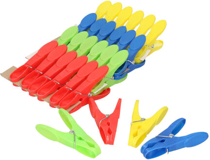 Soft grip wasknijpers - 28x - kunststof - 4 kleuren per set - 8 cm