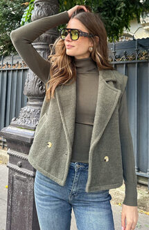 Soft Oversized Button Gilet Army Legergroen