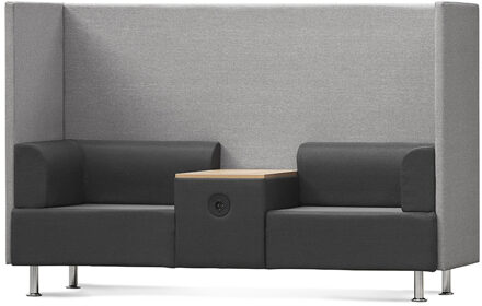 Soft Seating dubbel met tafel - 2 zits Lounge vergaderstoel - Grijs