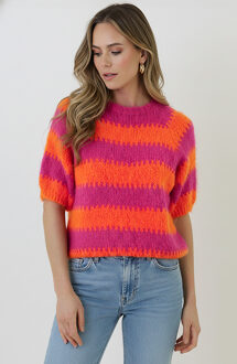 Soft Striped Sweater Fuchsia Roze