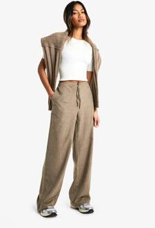 Soft Touch Oversized Gestreepte Wijde Pantalon, Khaki - 42