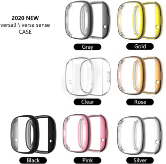 Soft Tpu Case for Fitbit Versa 3 /Fitbit Sense Waterproof Watch Shell Cover Screen Protector for Fitbit Versa 3 Full Cover Case