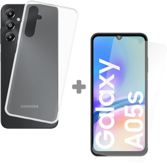 Soft TPU Hoesje + Tempered Glass Protector geschikt voor Samsung Galaxy A05s - Transparant