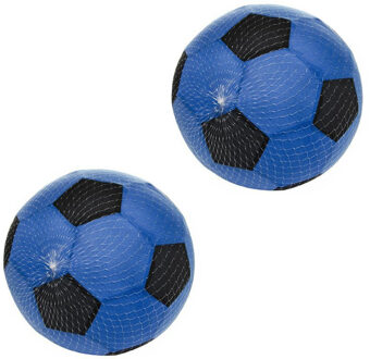 Softbal foam - 2x - voetbal print - blauw - zacht - 50 cm - speelgoed ballen