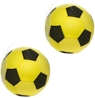 Softbal foam - 2x - voetbal print - geel - zacht - 50 cm - speelgoed ballen