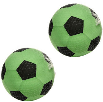Softbal foam - 2x - voetbal print - groen - zacht - 50 cm - speelgoed ballen