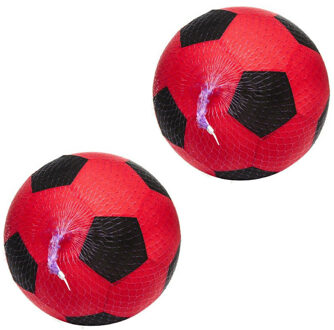 Softbal foam - 2x - voetbal print - rood - zacht - 50 cm - speelgoed ballen