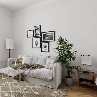 Softy vloerlamp met linnen kap zwart, wit