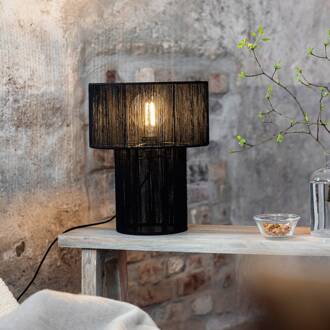 Soga tafellamp, zwart, jute, hoogte 40 cm