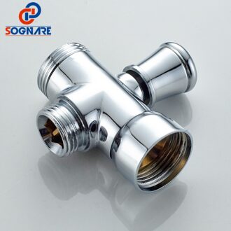 Sognare Messing 1/2 "Badkamer Douche Kraan Tee Connector Chrome 3 Manier Doorschakelen-Er Wc Bidet As Valve Badkamer accessoires D18