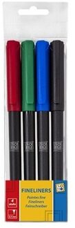 Soho Fineliners 0,4 Mm Rood/groen/blauw/zwart 4 Stuks