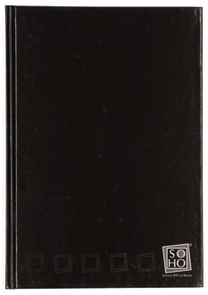 Soho Notitieboek - zwart - A4 formaat - gelinieerd met kantlijn - harde kaft schrift