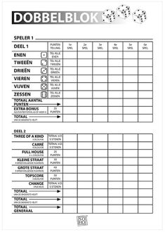 Soho?Scoreblok voor Yahtzee spel - blok 100 vellen - dobbelspel - punten opschrijven - dobbelblok Multi