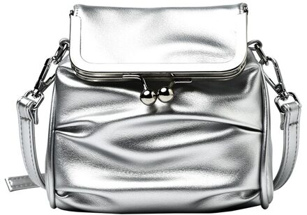 Soild Kleur Tote Pack Hoge Pu Leer Vrouwen Handtas Clip Tas Schouder Messenger portemonnees Zilver