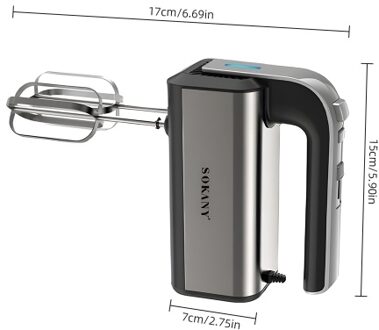SOKANY 6651 Electric Hand Mixer with Dough Hook 5 Speeds Powerful 800W Kitchen Handheld Mixer for Whipping Mixing Cookies Cakes Eggs Dough
