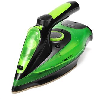 Sokany Elektrische Stoomstrijkijzer 2400W Draadloze Opladen Stoomstrijkijzer 5 Speed Passen Kleren Strijken Stoomboot Keramische Zoolplaat Eu Plug groen