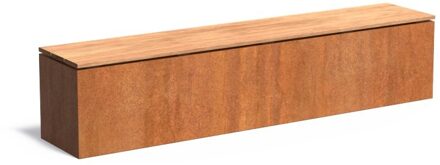 Sokkel met zitting cortenstaal 200x40x43 cm