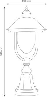 Sokkellamp 1156, zwart/zilver zwart-zilver, witte opaal