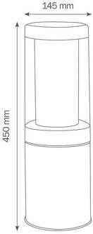 Sokkellamp 1255, roestvrij staal, zeewaterbestendig, 45 cm roestvrij staal, helder, opaal