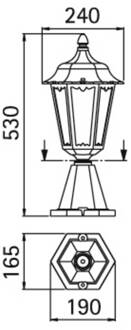 Sokkellamp 541, kathedraalglas, zwart-zilver zwart-zilver, helder