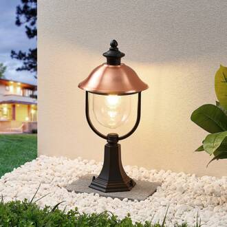 Sokkellamp Clint, 53cm, metaal, zeewaterbestendig, E27 zwart, koper