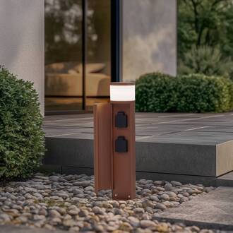 sokkellamp Corban, roest, deur, stopcontacten, G9, IP44 roestkleurig, wit