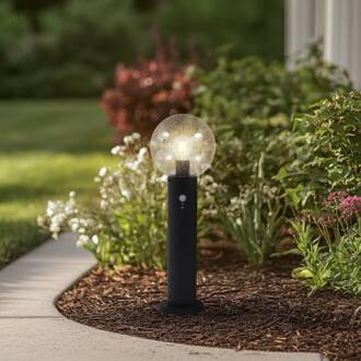 sokkellamp Dangan, helder, 60 cm, glas, sensor transparant, zwart