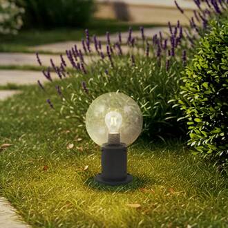 sokkellamp Dangan, helder, hoogte 32 cm, glas, metaal transparant, zwart