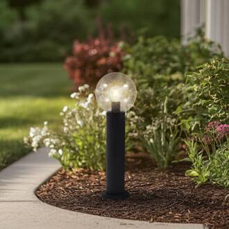 sokkellamp Dangan, helder, hoogte 60 cm, glas, metaal transparant, zwart