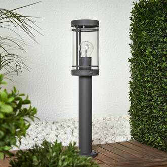 sokkellamp Djori, 50 cm, antraciet, roestvrij staal, E27 donkergrijs, helder