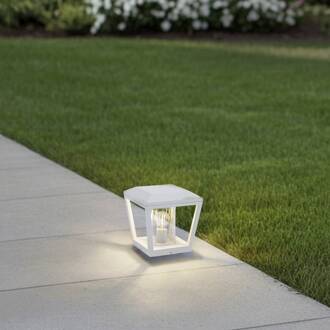 Sokkellamp Dunia, wit, metaal, 24cm, E27, IP54