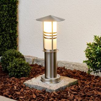 Sokkellamp Erina, roestvrij staal, 40 cm roestvrij staal, opaal