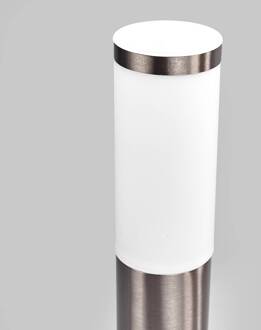 sokkellamp Kristof, roestvrij staal, 45 cm hoog, E27 roestvrij staal, wit