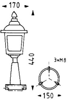 Sokkellamp LANDHAUS 722 S zwart, helder